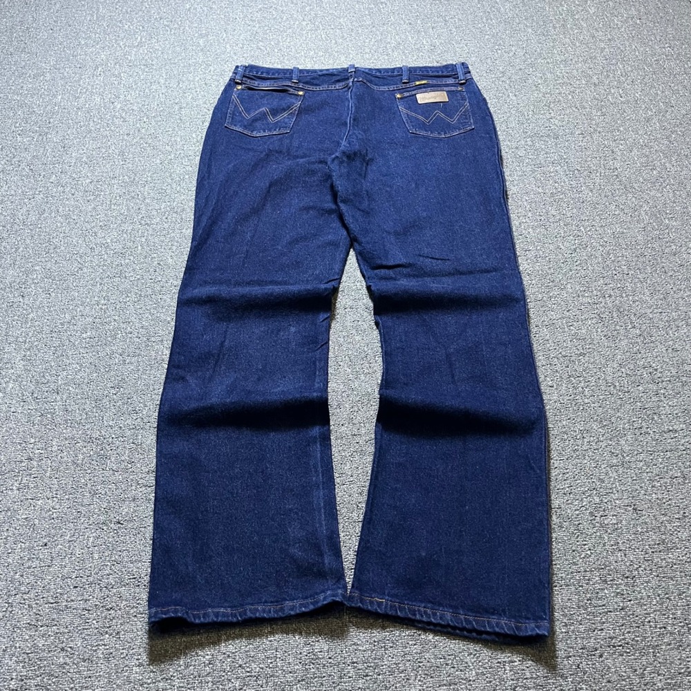 Vintage Wrangler 947STR Jeans 42x34 Dark Wash Cowboy Cut Denim USA Made 90s